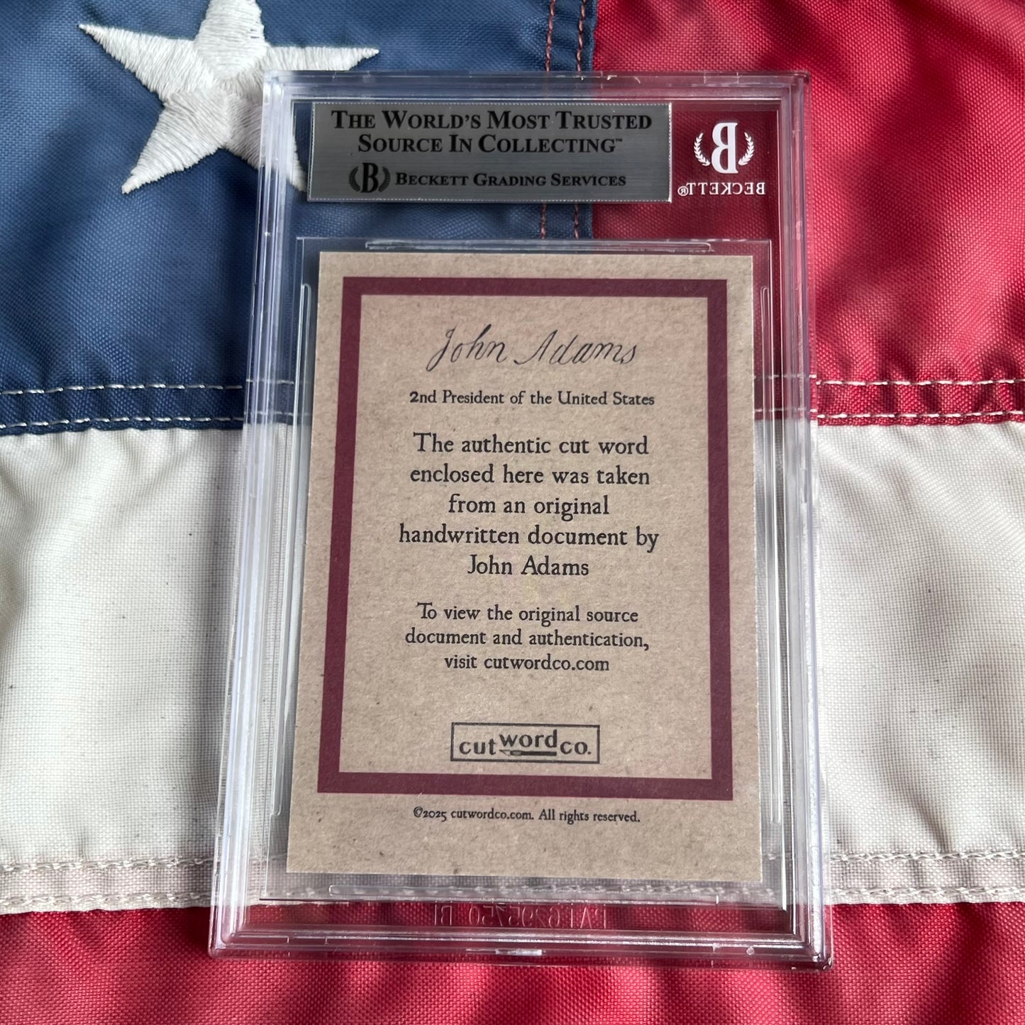 John Adams Beckett Encapsulated Handwriting Removed from an Autograph Document Signed