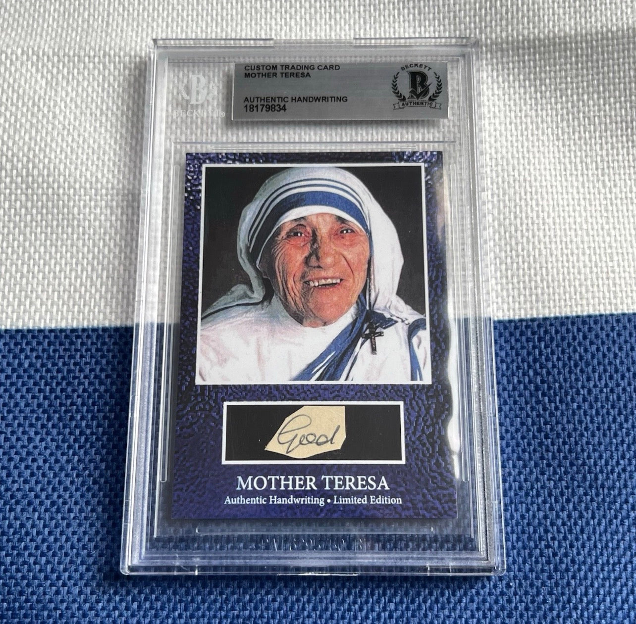 Mother Teresa Beckett Encapsulated Handwriting Removed from an Autograph Letter Signed