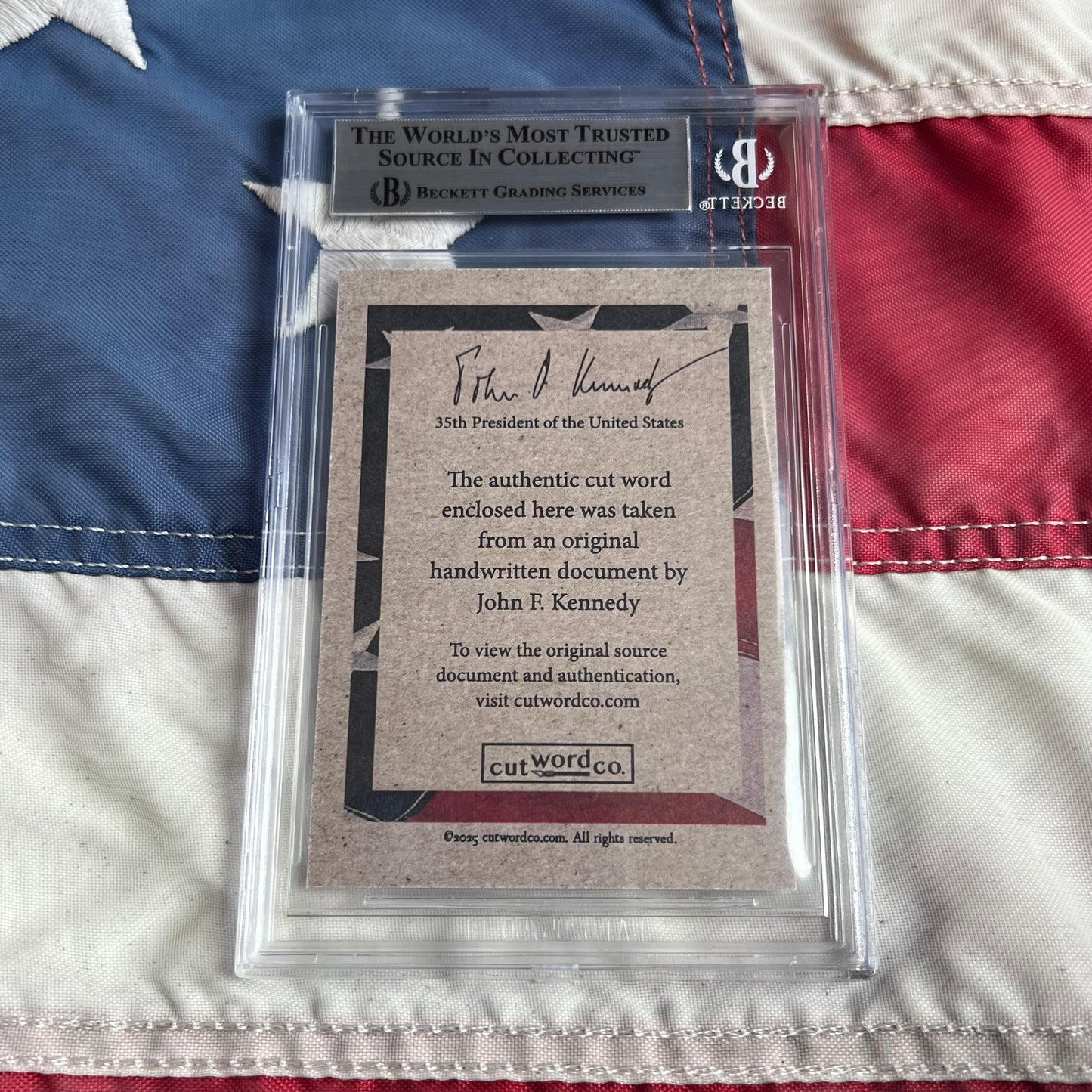 John F. Kennedy Handwritten Word Cut from a Autograph Letter Signed Beckett BAS