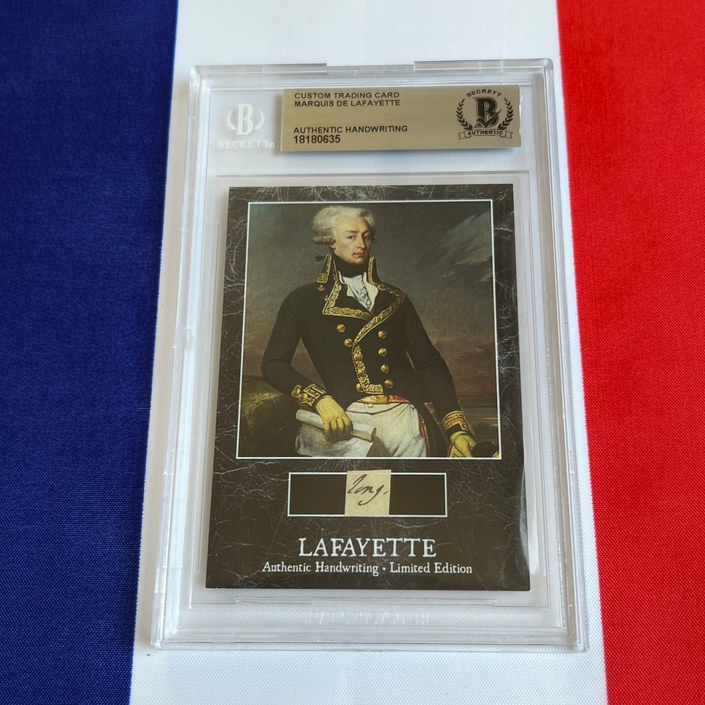 Marquis De Lafayette Beckett Encapsulated Handwriting Removed from an Autograph Document Signed