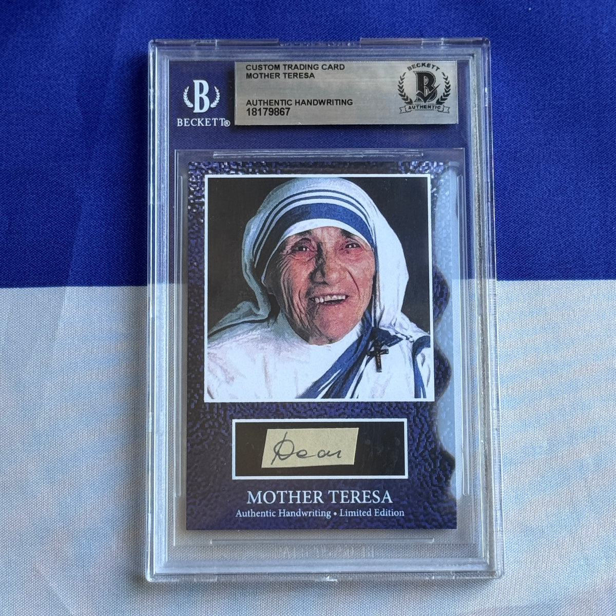 Mother Teresa Beckett Encapsulated Handwriting Removed from an Autograph Letter Signed