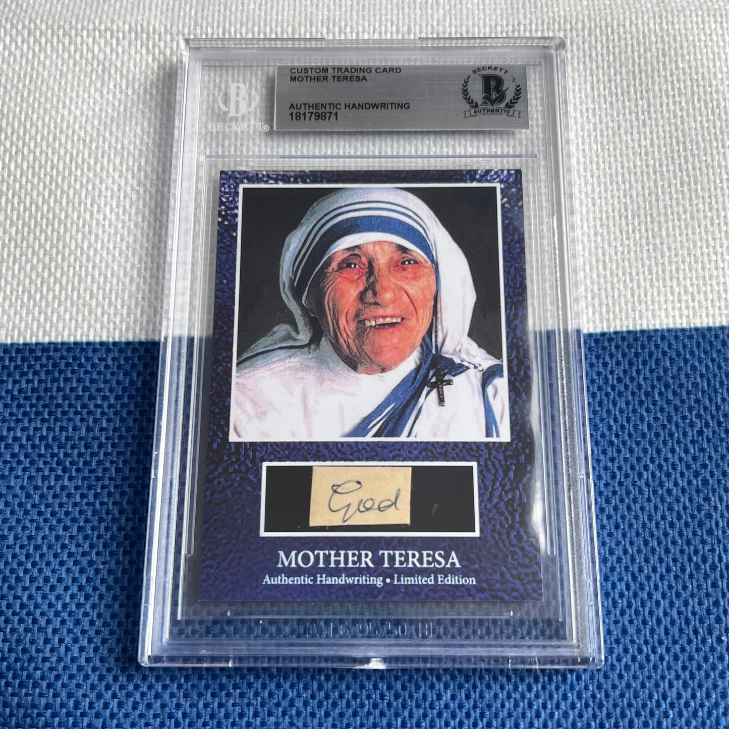 Mother Teresa Beckett Encapsulated Handwriting Removed from an Autograph Letter Signed