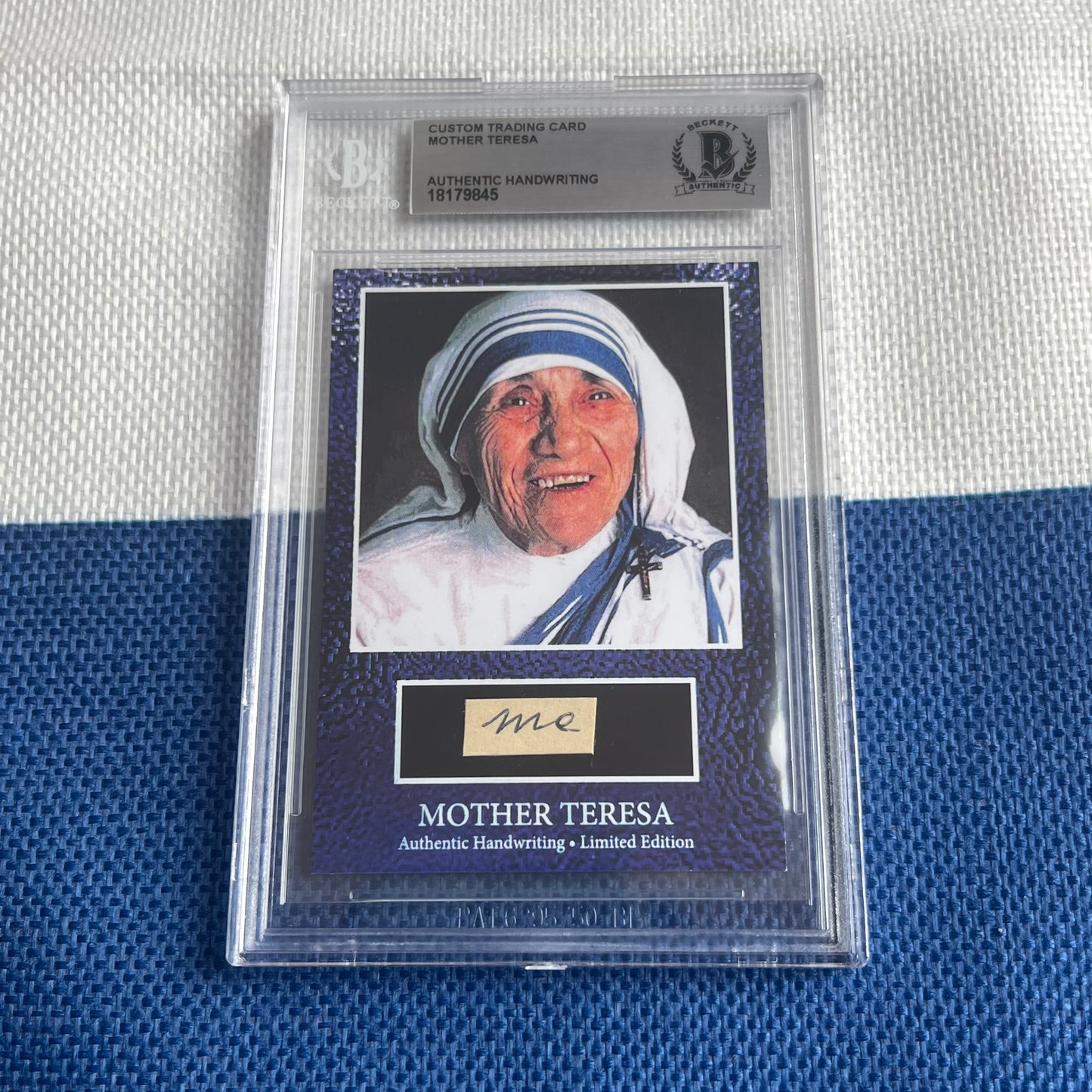 Mother Teresa Beckett Encapsulated Handwriting Removed from an Autograph Letter Signed