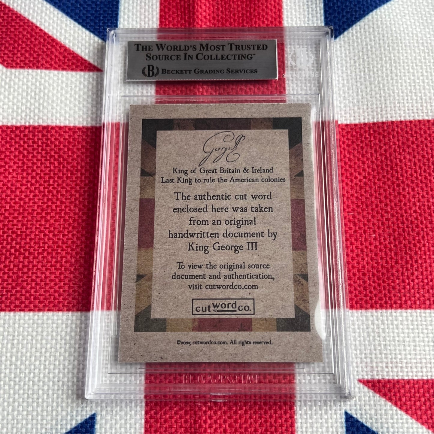 King George III Beckett Encapsulated Handwriting Removed from an Autograph Document Signed