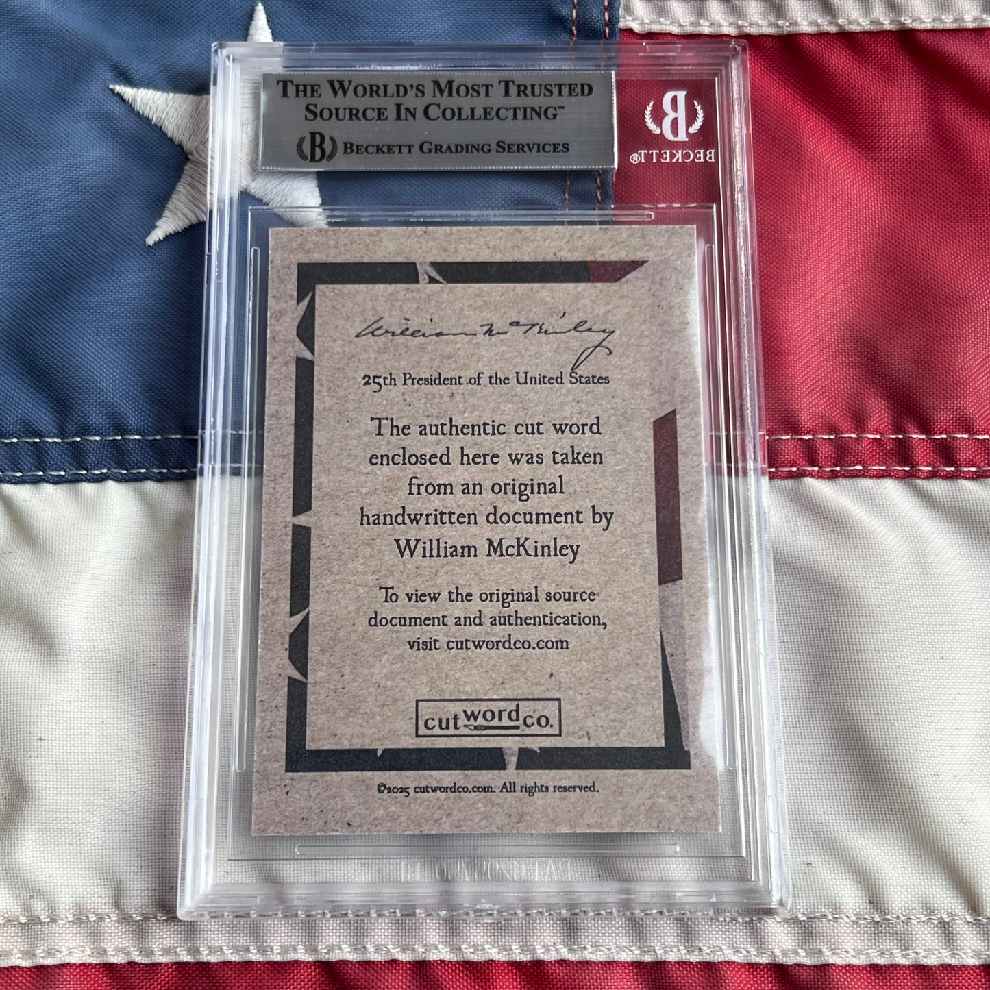 William McKinley Beckett Encapsulated Handwriting Removed from an Autograph Document Signed
