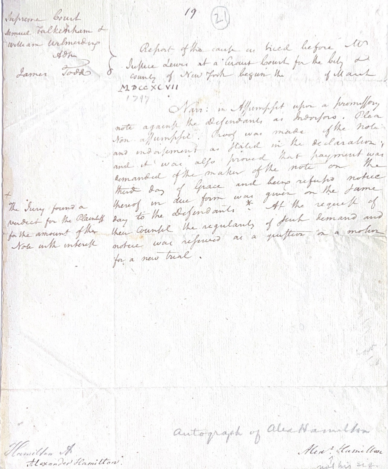 Alexander Hamilton Beckett Encapsulated Handwriting Removed From an Autograph Letter Signed