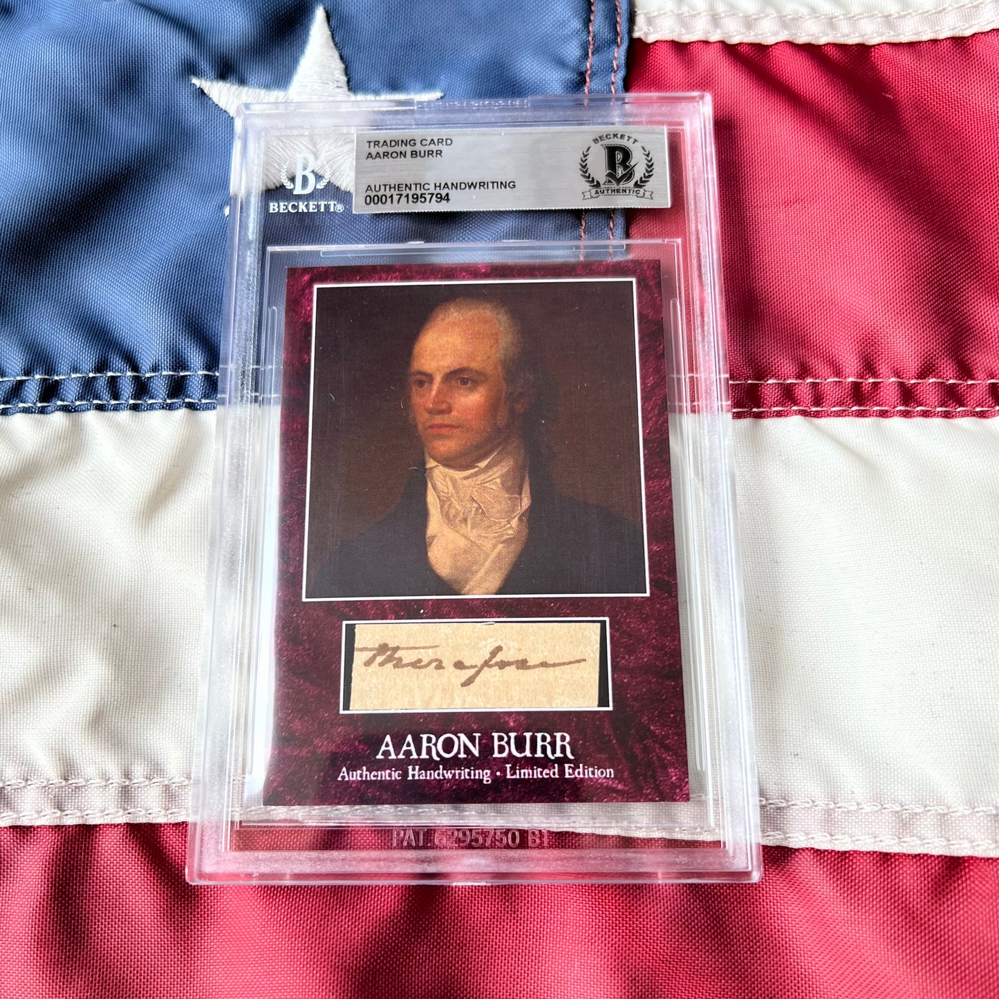Aaron Burr Beckett Encapsulated Handwriting Removed from an Autograph Letter Signed