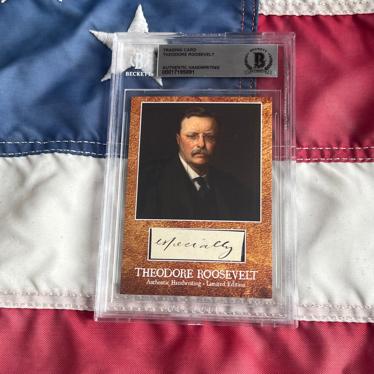 Theodore Roosevelt Beckett Encapsulated Handwriting Removed from an Autograph Letter Signed