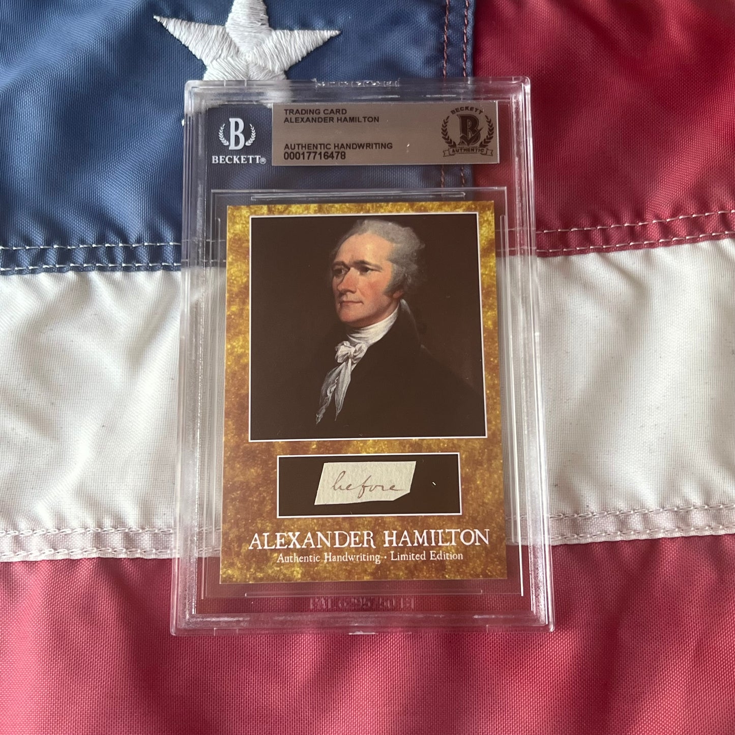 Alexander Hamilton Beckett Encapsulated Handwriting Removed From an Autograph Letter Signed