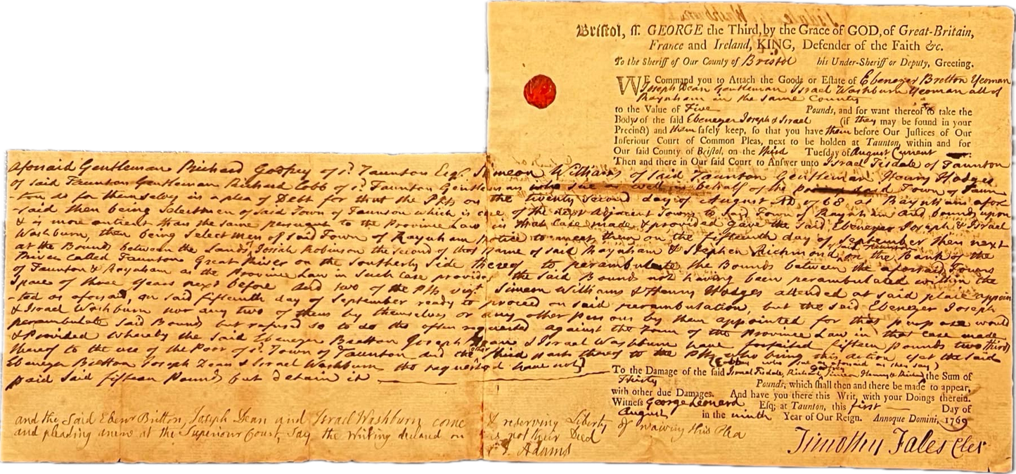 John Adams Beckett Encapsulated Handwriting Removed from an Autograph Document Signed
