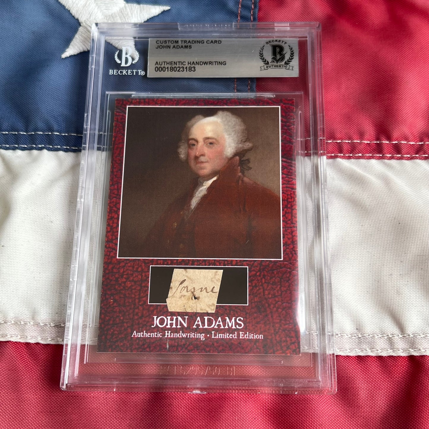 John Adams Beckett Encapsulated Handwriting Removed from an Autograph Document Signed