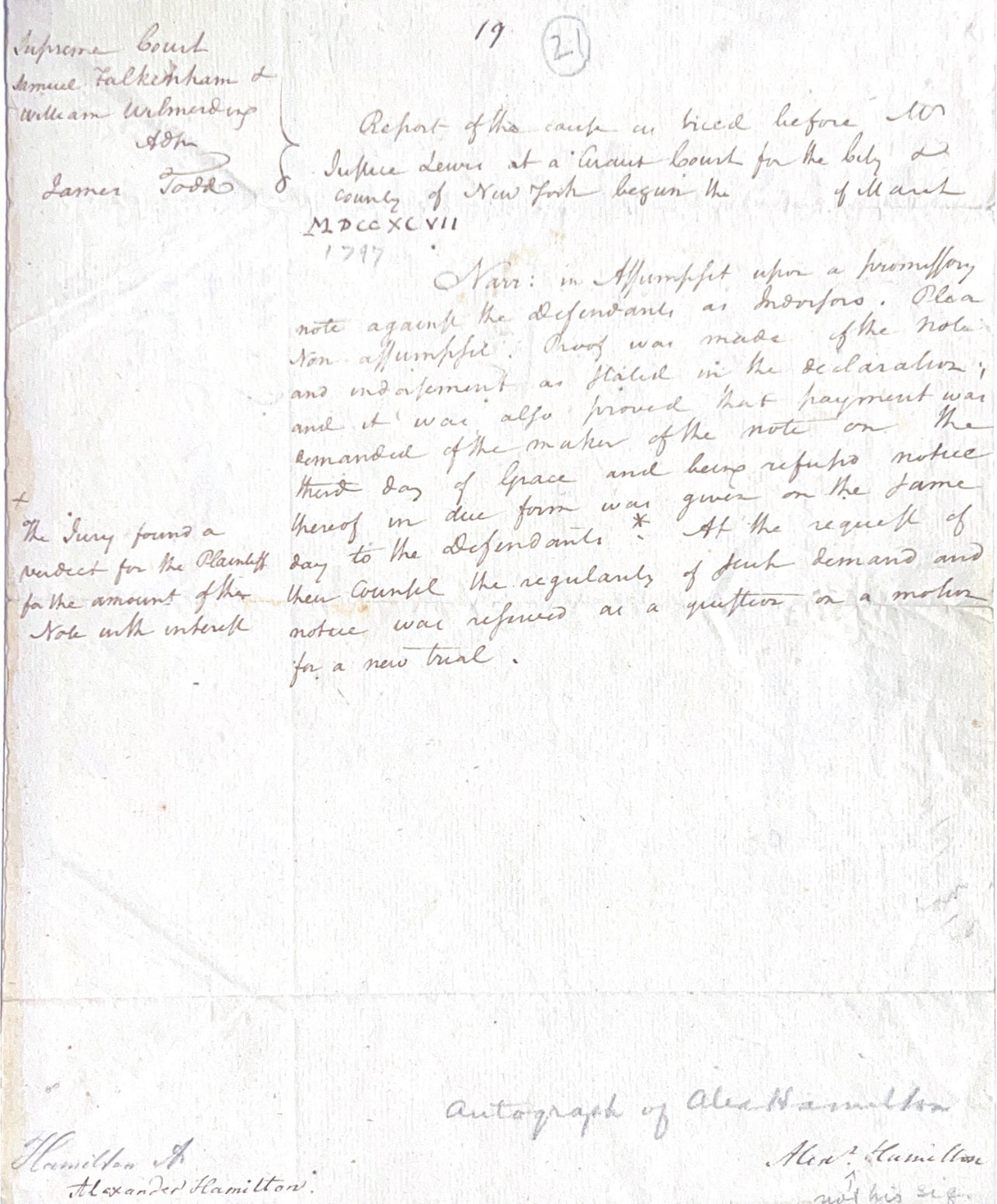 Alexander Hamilton PSA/DNA Encapsulated Handwriting Removed From an Autograph Letter Signed