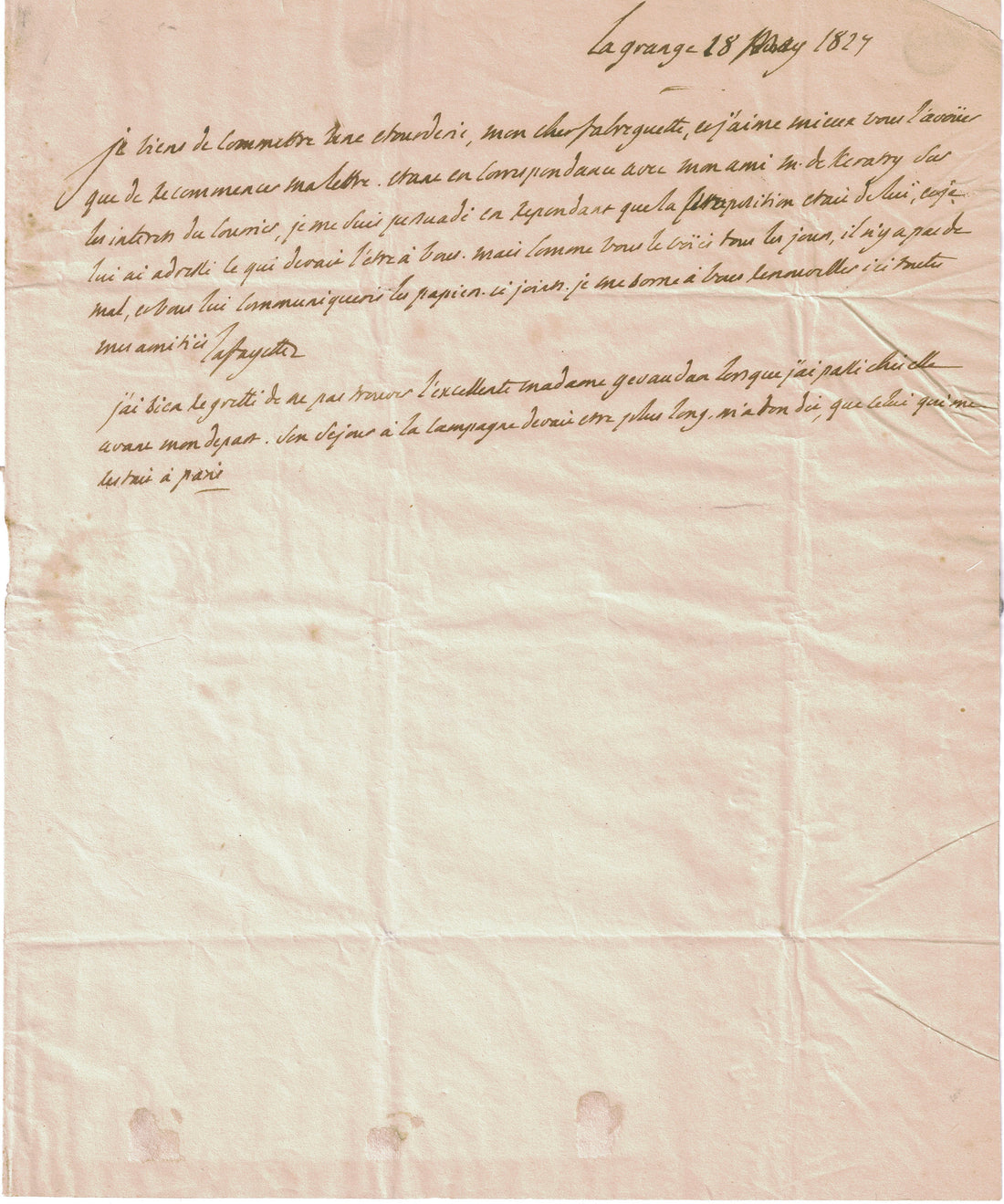 Marquis De Lafayette Original Document