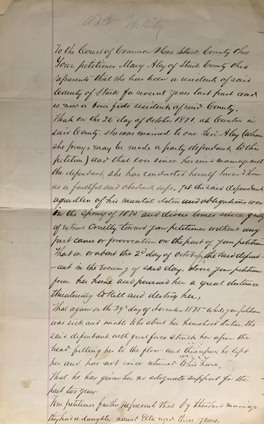 William McKinley Original Document