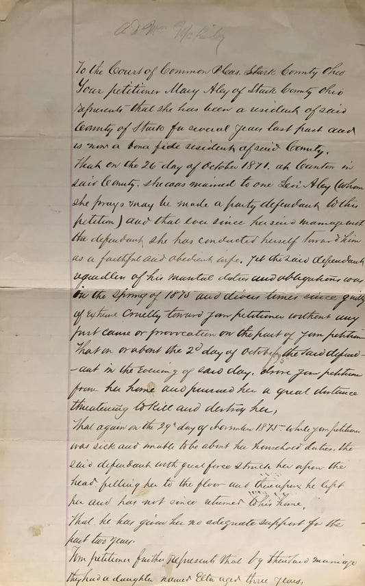 William McKinley Original Document