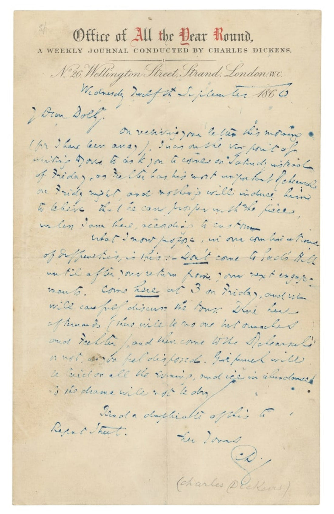 Charles Dickens Original Document
