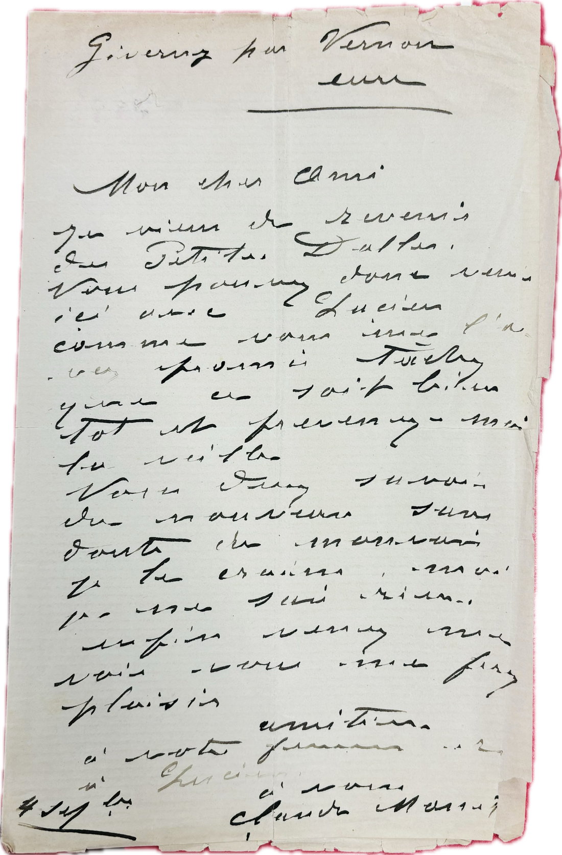 Claude Monet Original Document
