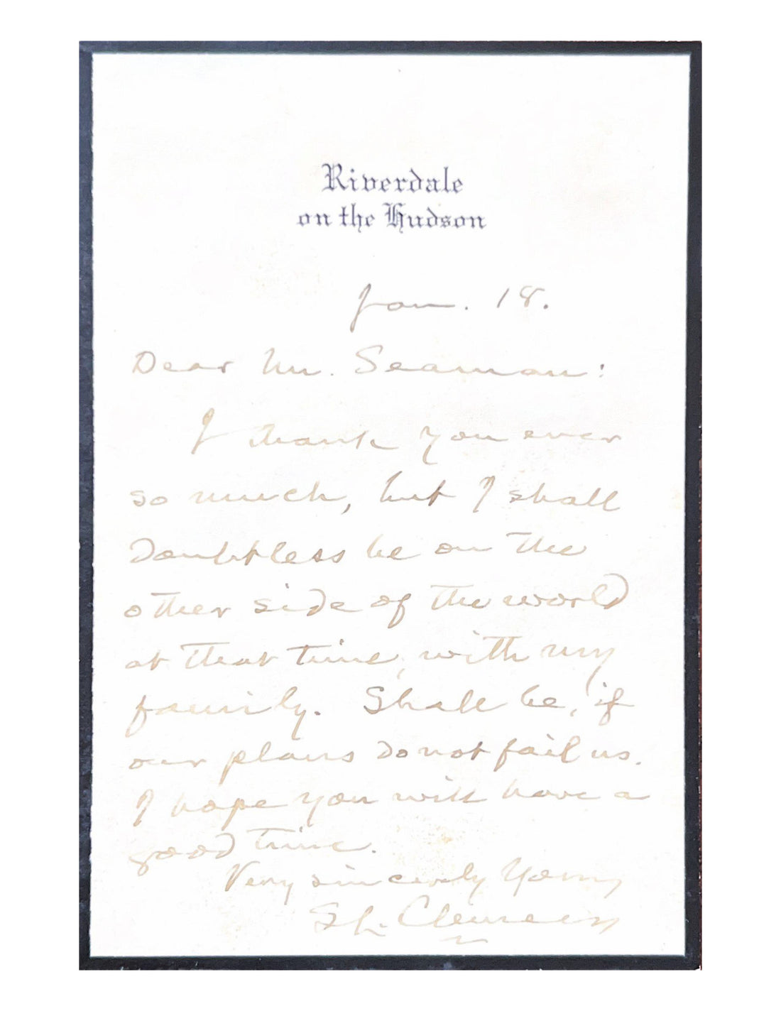 Samuel L. Clemens / Mark Twain Original Document