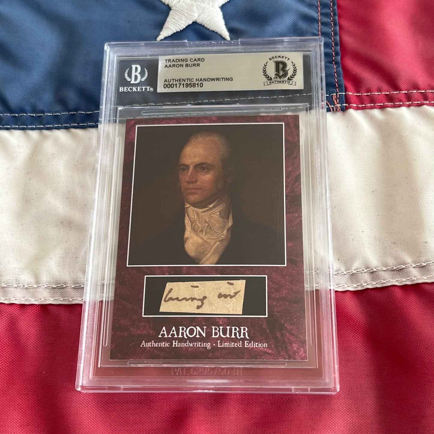 Aaron Burr Beckett Encapsulated Handwriting Removed from an Autograph Letter Signed