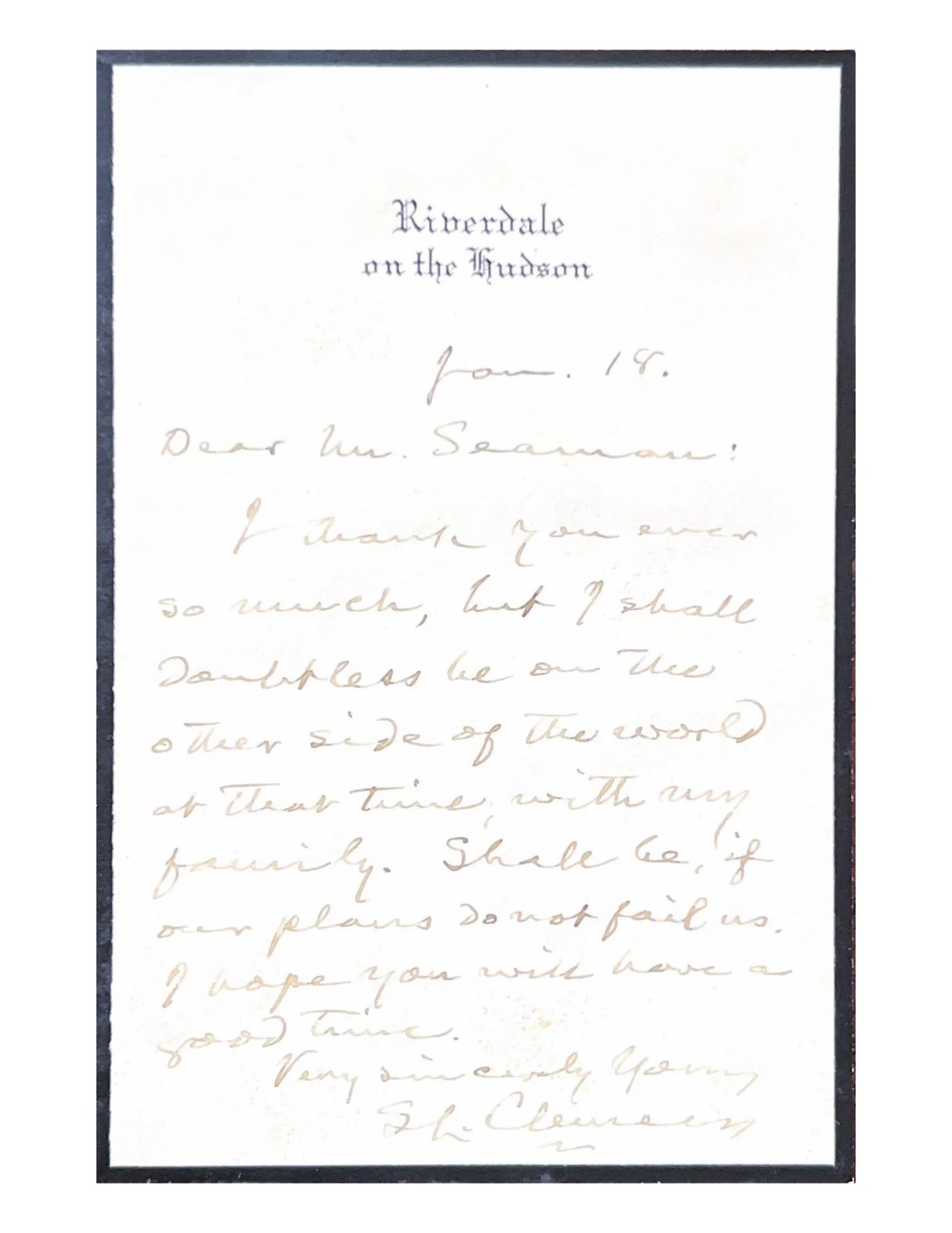 Mark Twain / Samuel L. Clemens Beckett Encapsulated Handwriting Removed from an Autograph Letter Signed