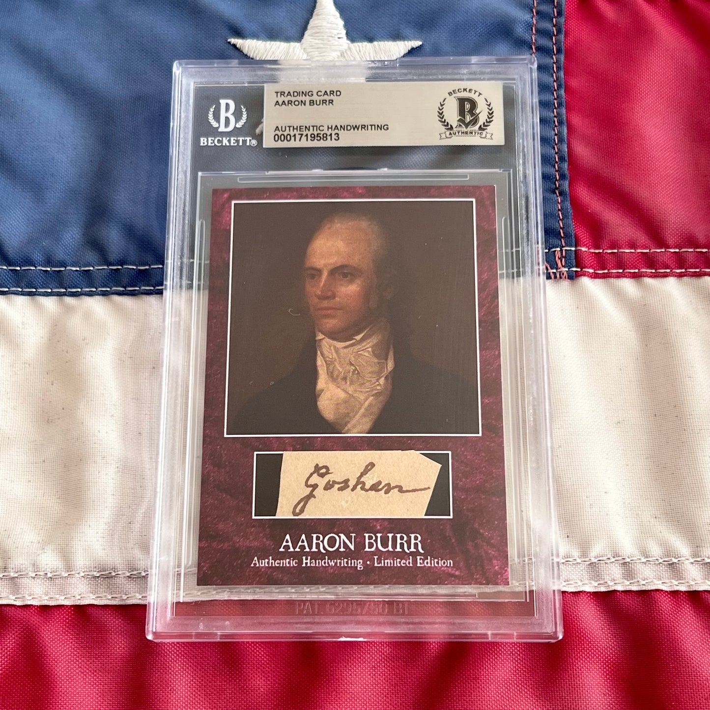 Aaron Burr Beckett Encapsulated Handwriting Removed from an Autograph Letter Signed