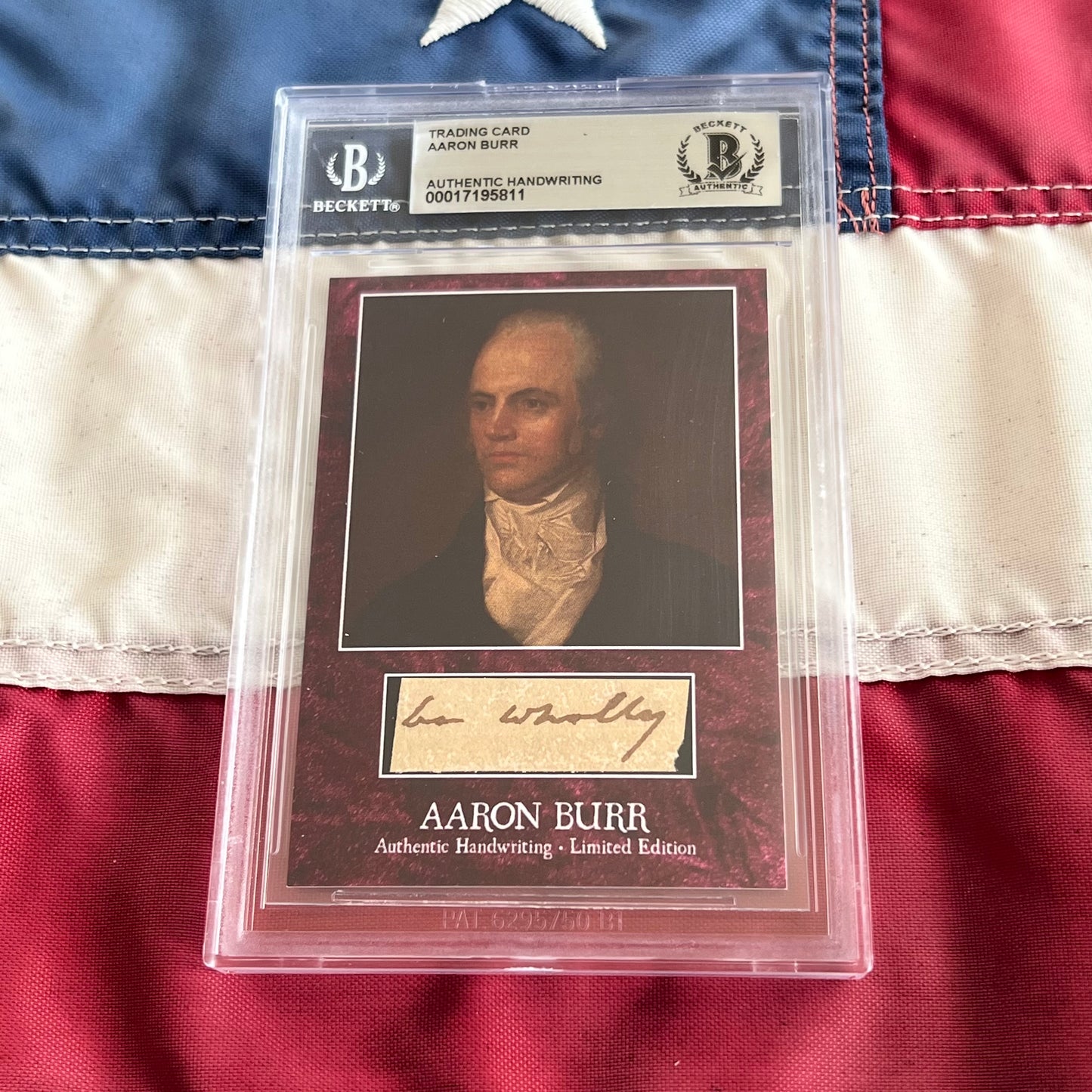 Aaron Burr Beckett Encapsulated Handwriting Removed from an Autograph Letter Signed