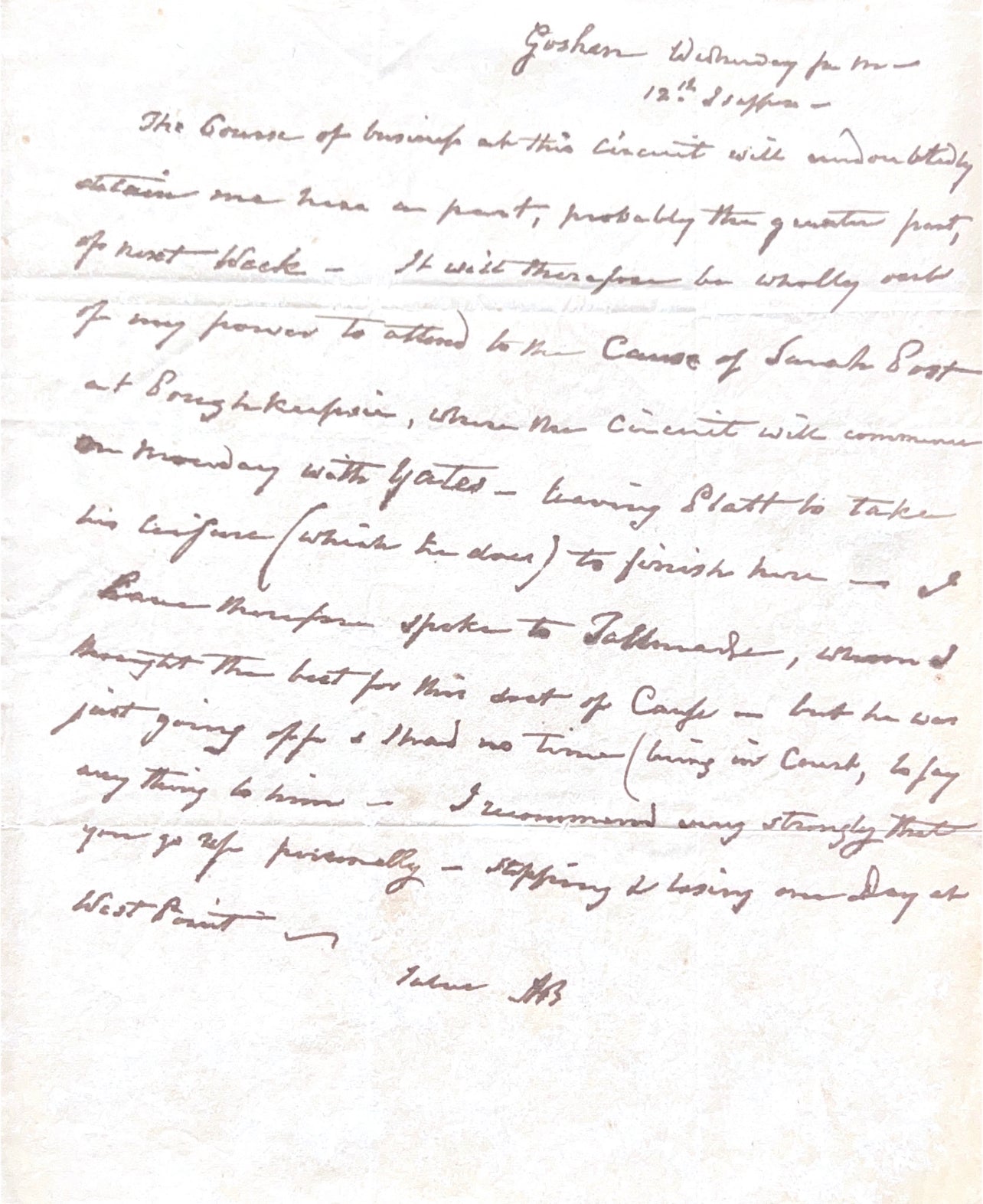 Aaron Burr Beckett Encapsulated Handwriting Removed from an Autograph Letter Signed