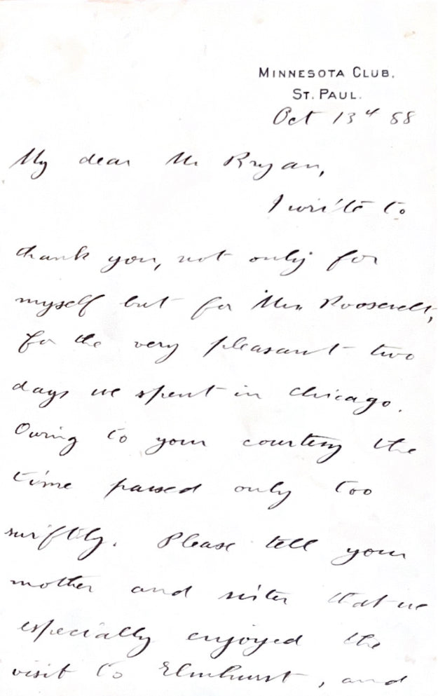 Theodore Roosevelt Beckett Encapsulated Handwriting Removed from an Autograph Letter Signed