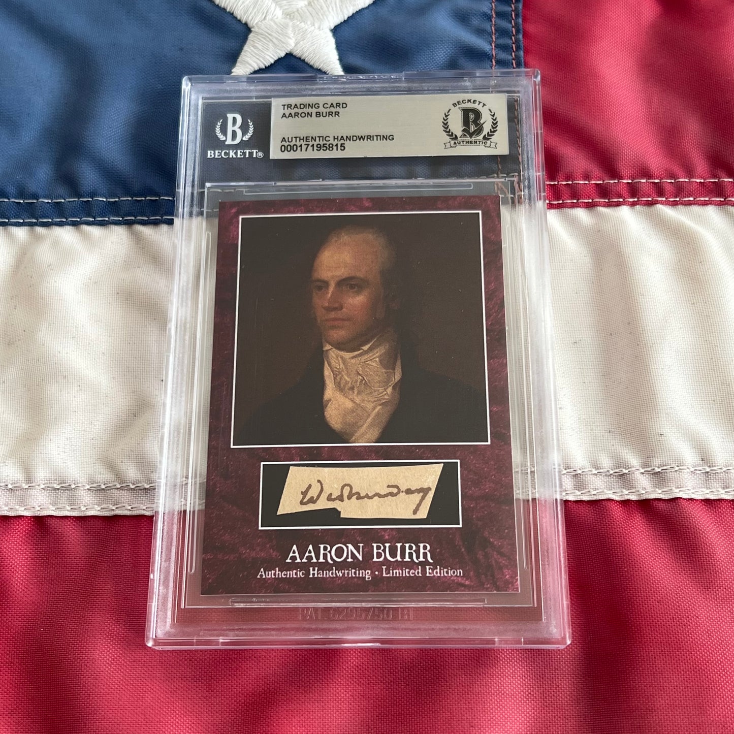 Aaron Burr Beckett Encapsulated Handwriting Removed from an Autograph Letter Signed