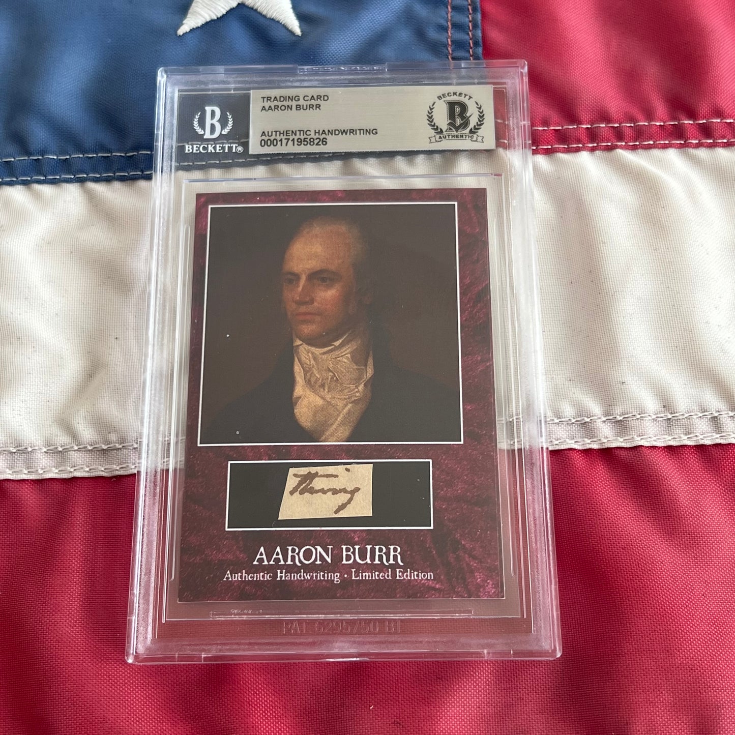 Aaron Burr Beckett Encapsulated Handwriting Removed from an Autograph Letter Signed