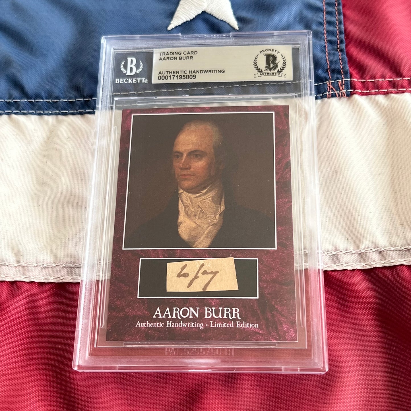 Aaron Burr Beckett Encapsulated Handwriting Removed from an Autograph Letter Signed