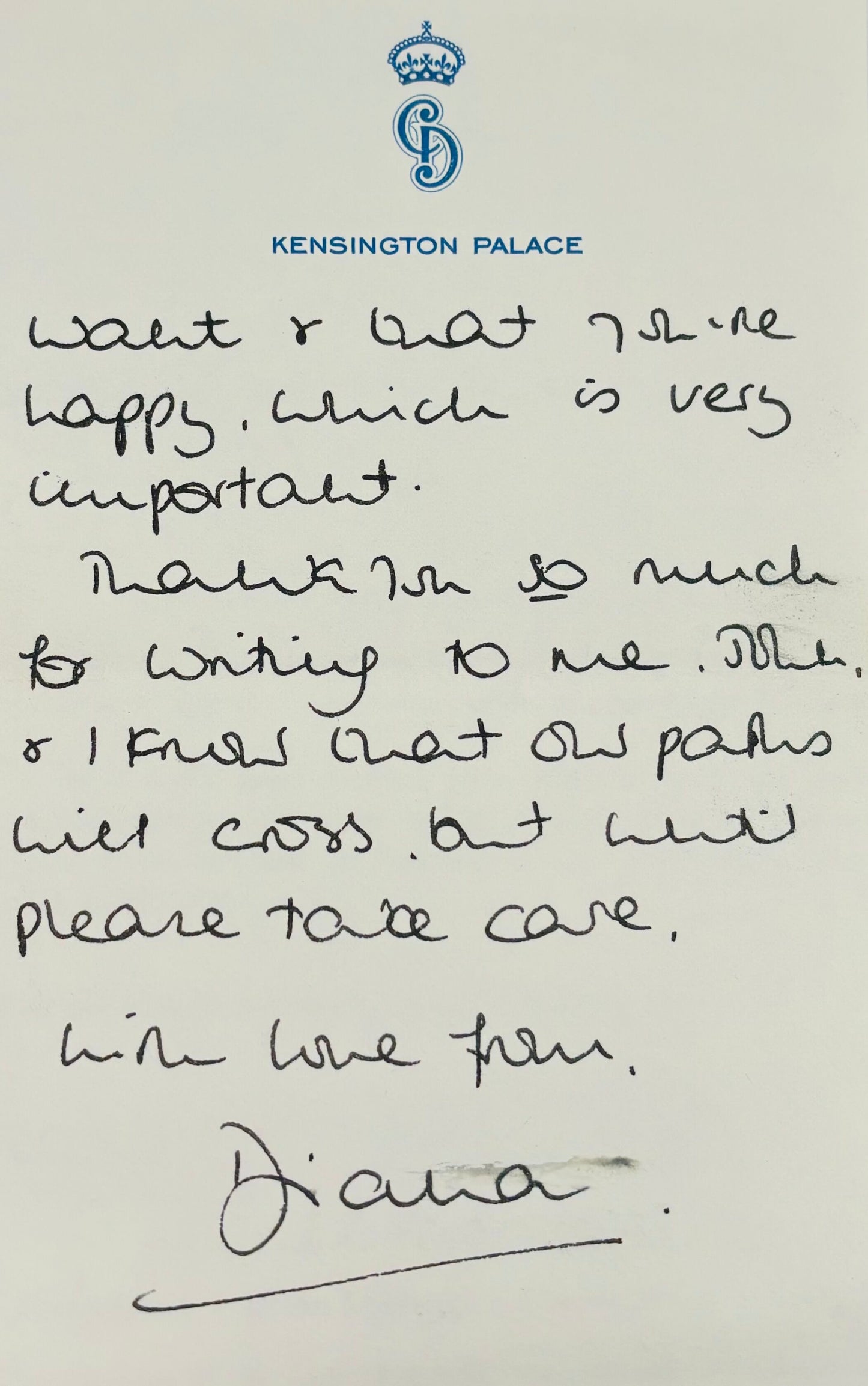 Princess Diana Beckett Encapsulated Handwriting Removed From an Autograph Letter Signed