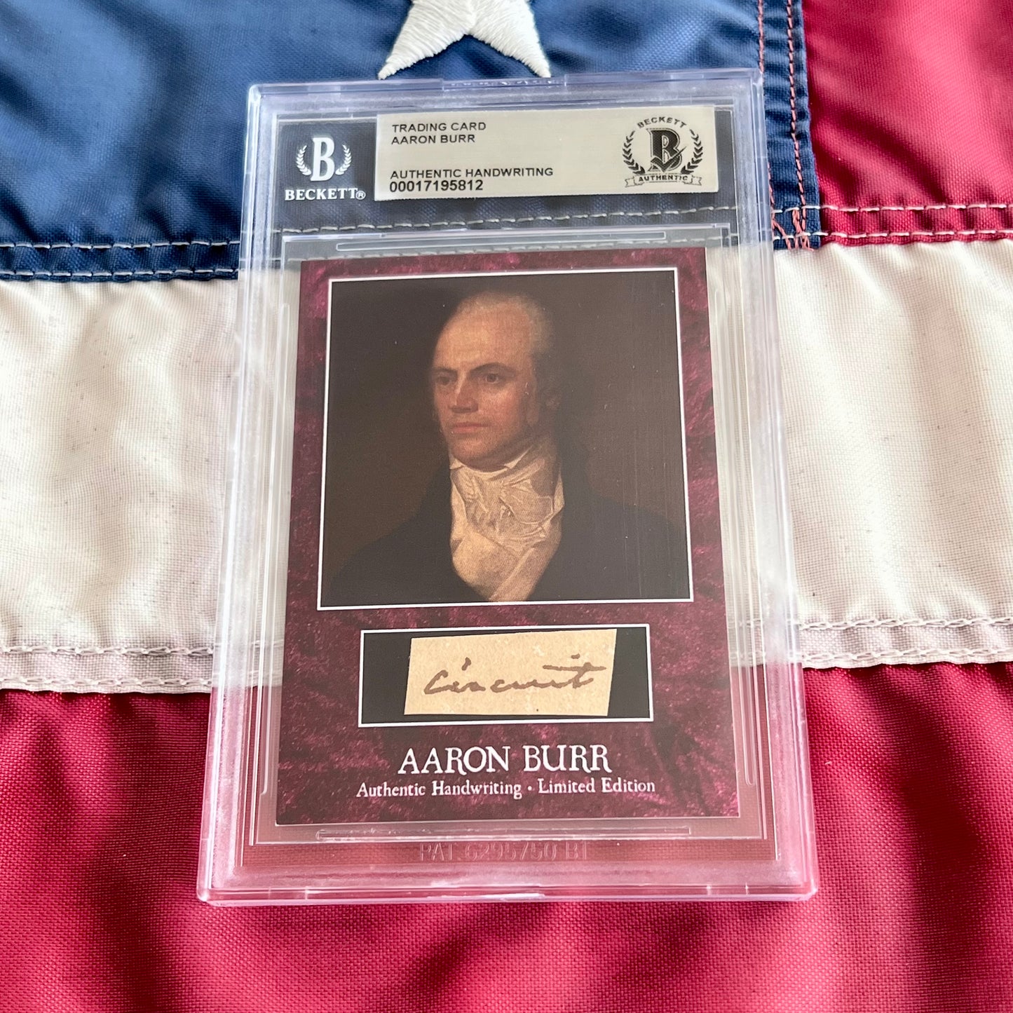 Aaron Burr Beckett Encapsulated Handwriting Removed from an Autograph Letter Signed