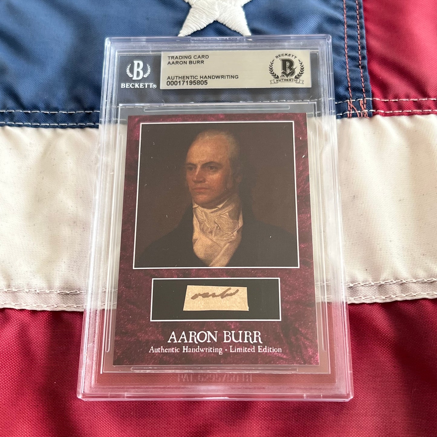 Aaron Burr Beckett Encapsulated Handwriting Removed from an Autograph Letter Signed