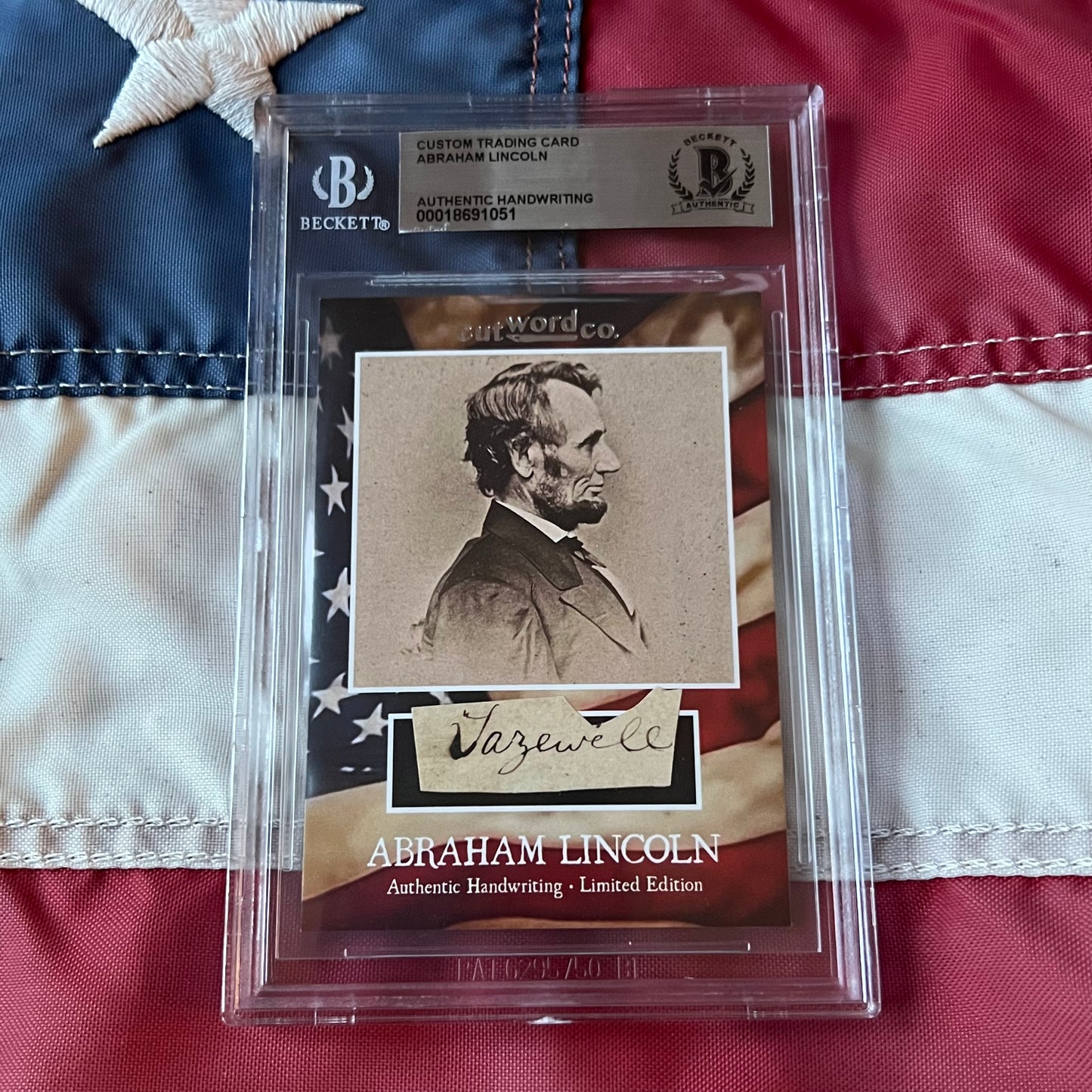 Abraham Lincoln Beckett Encapsulated Handwriting Removed from an Autograph Letter Signed