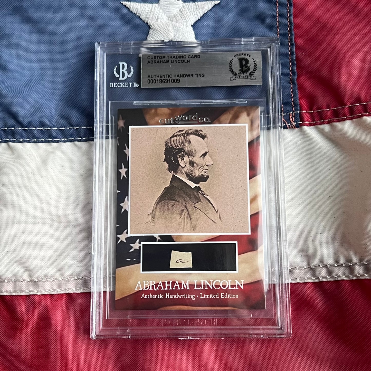 Abraham Lincoln Beckett Encapsulated Handwriting Removed from an Autograph Letter Signed