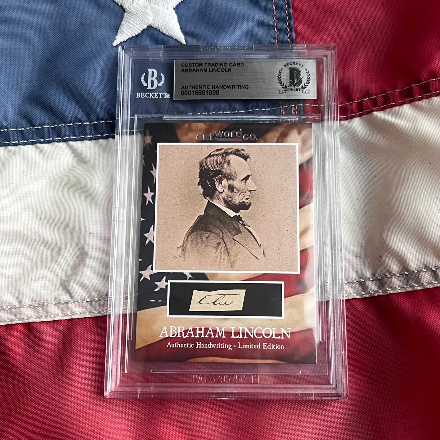 Abraham Lincoln Beckett Encapsulated Handwriting Removed from an Autograph Letter Signed