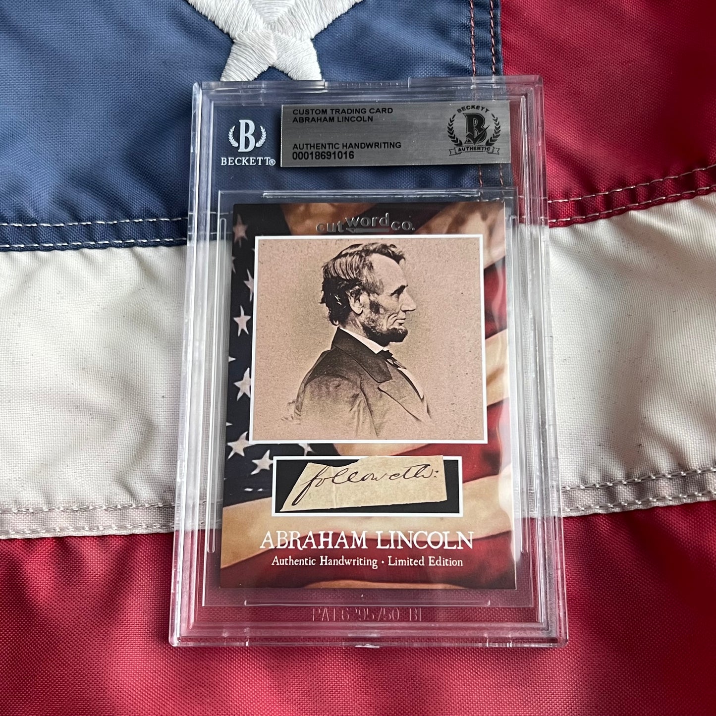 Abraham Lincoln Beckett Encapsulated Handwriting Removed from an Autograph Letter Signed