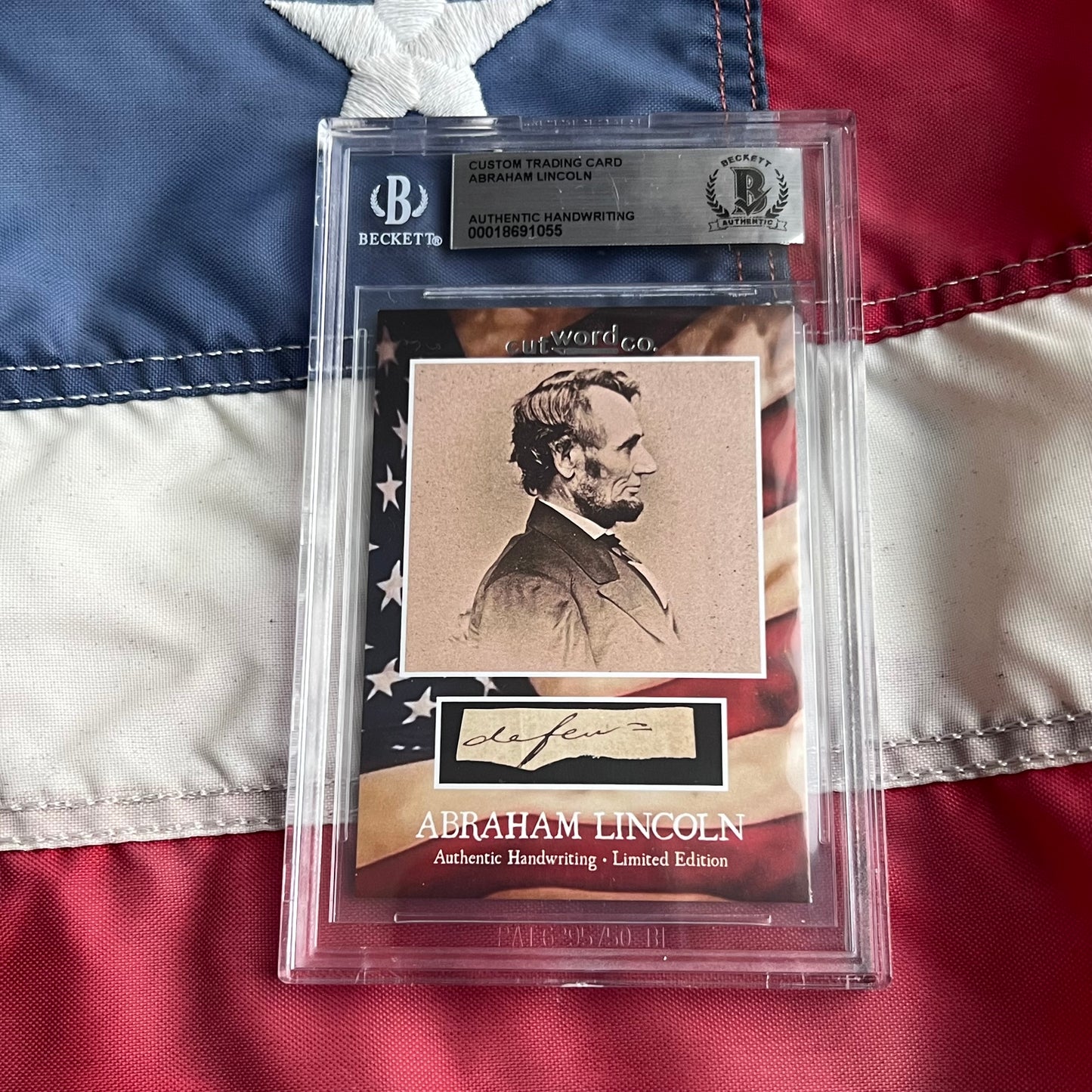 Abraham Lincoln Beckett Encapsulated Handwriting Removed from an Autograph Letter Signed