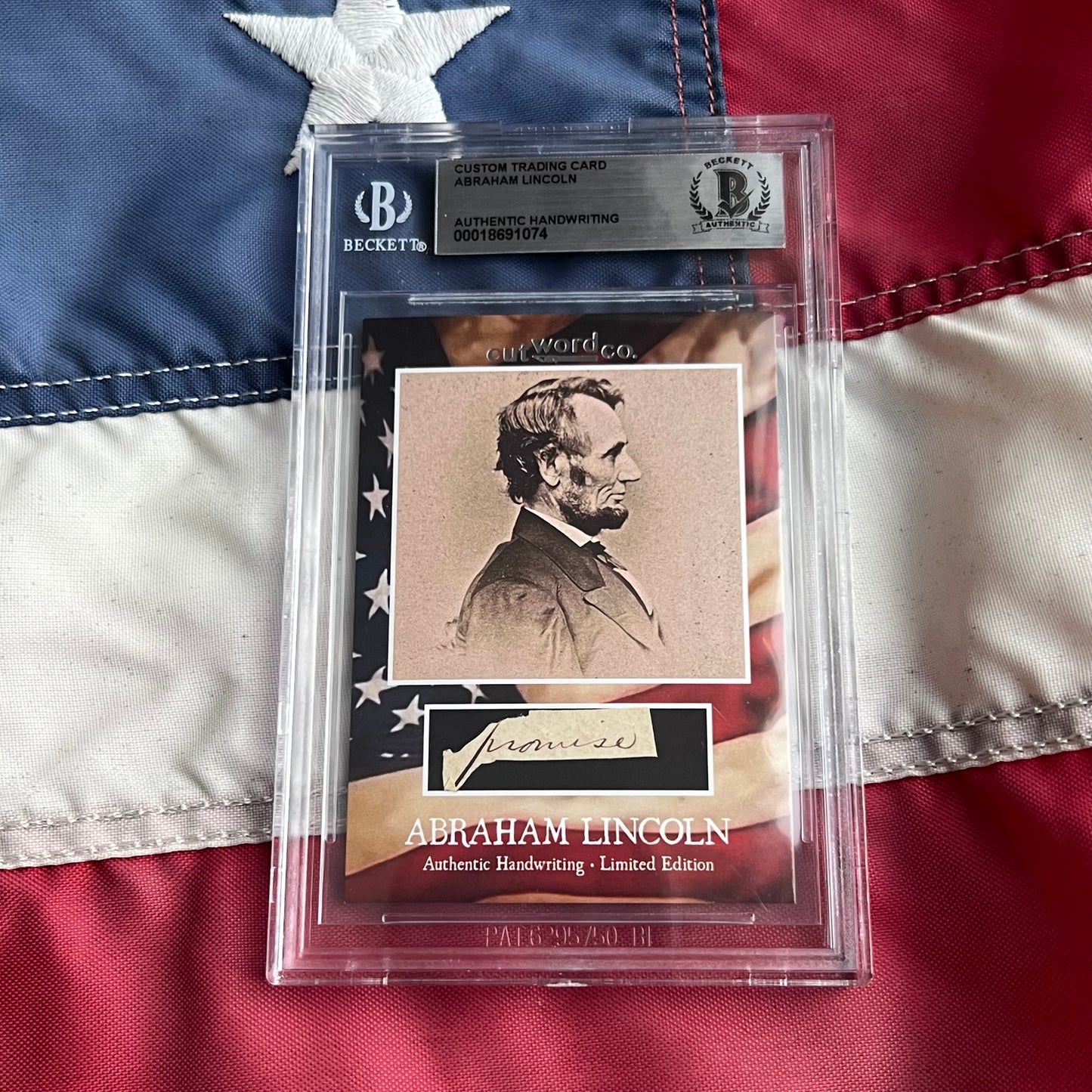 Abraham Lincoln Beckett Encapsulated Handwriting Removed from an Autograph Letter Signed