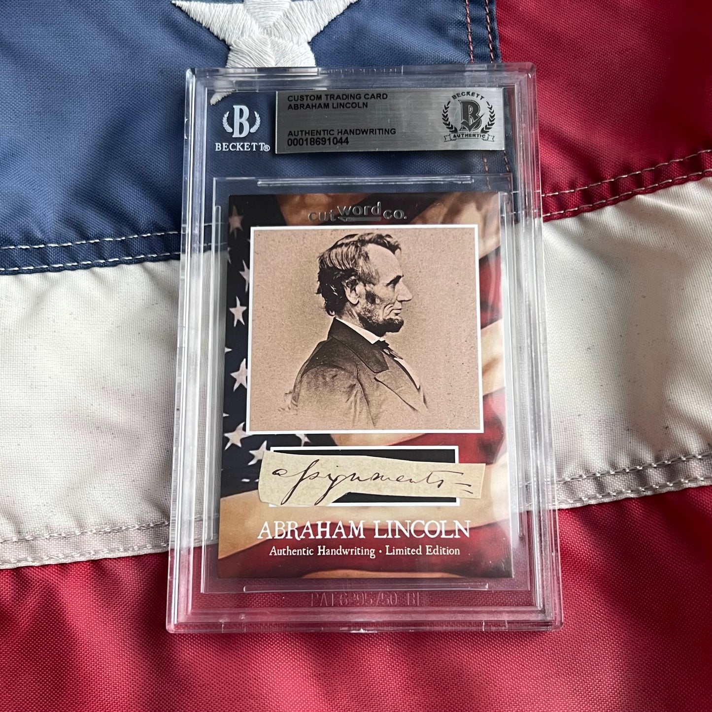 Abraham Lincoln Beckett Encapsulated Handwriting Removed from an Autograph Letter Signed