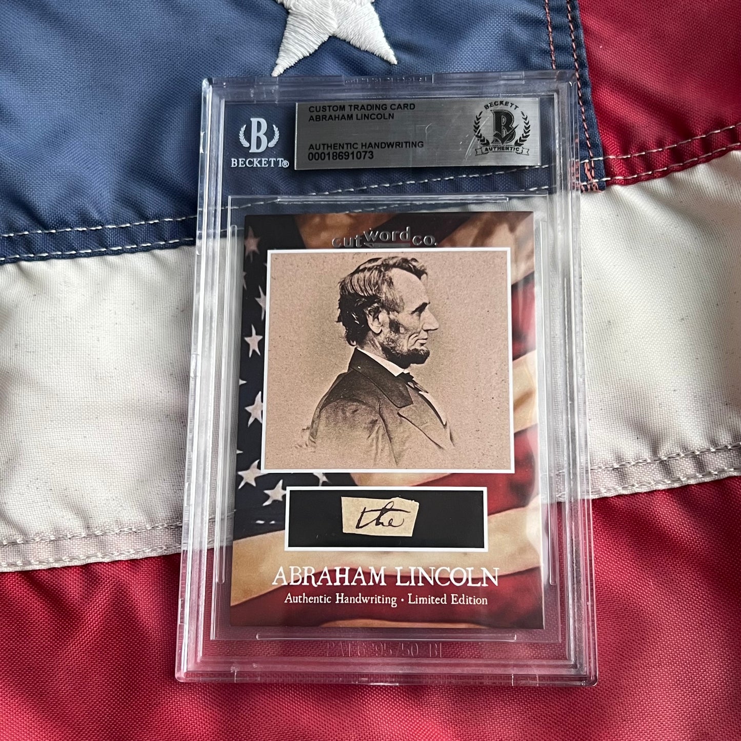 Abraham Lincoln Beckett Encapsulated Handwriting Removed from an Autograph Letter Signed