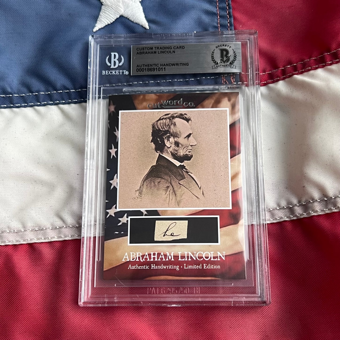 Abraham Lincoln Beckett Encapsulated Handwriting Removed from an Autograph Letter Signed