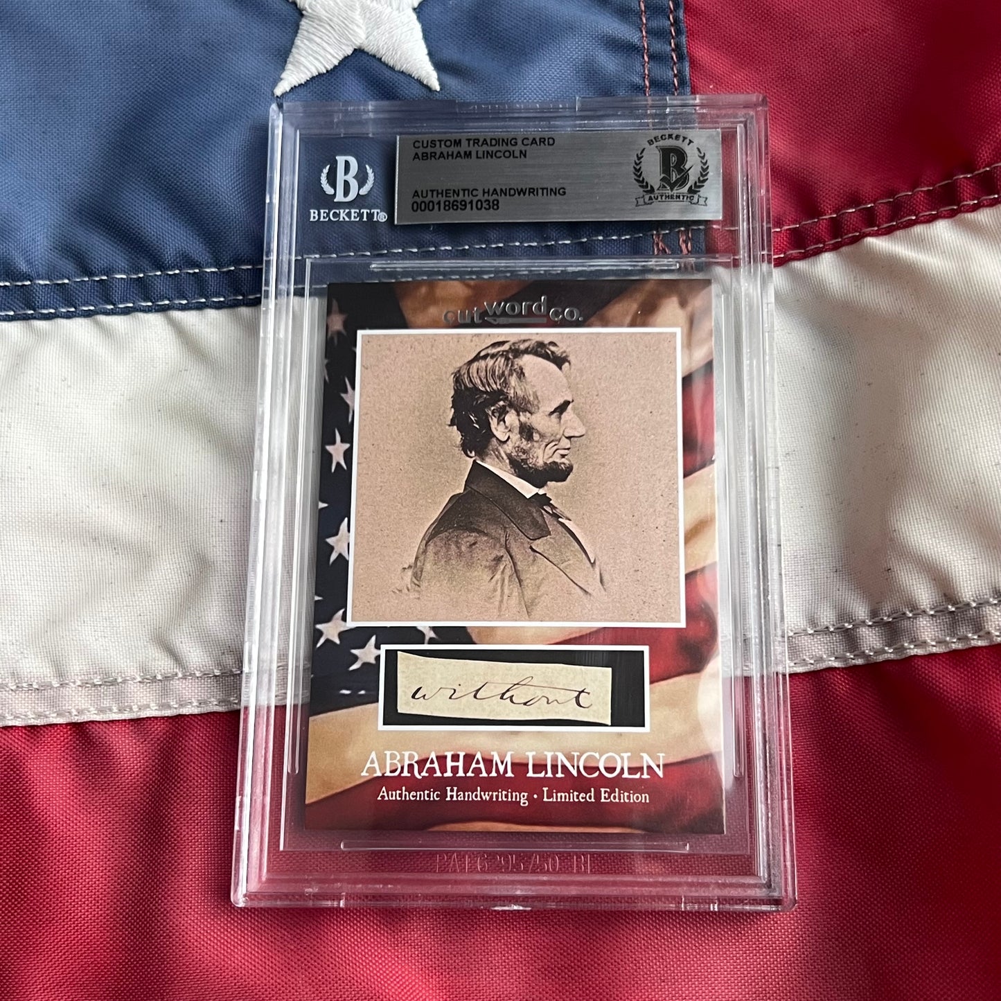 Abraham Lincoln Beckett Encapsulated Handwriting Removed from an Autograph Letter Signed