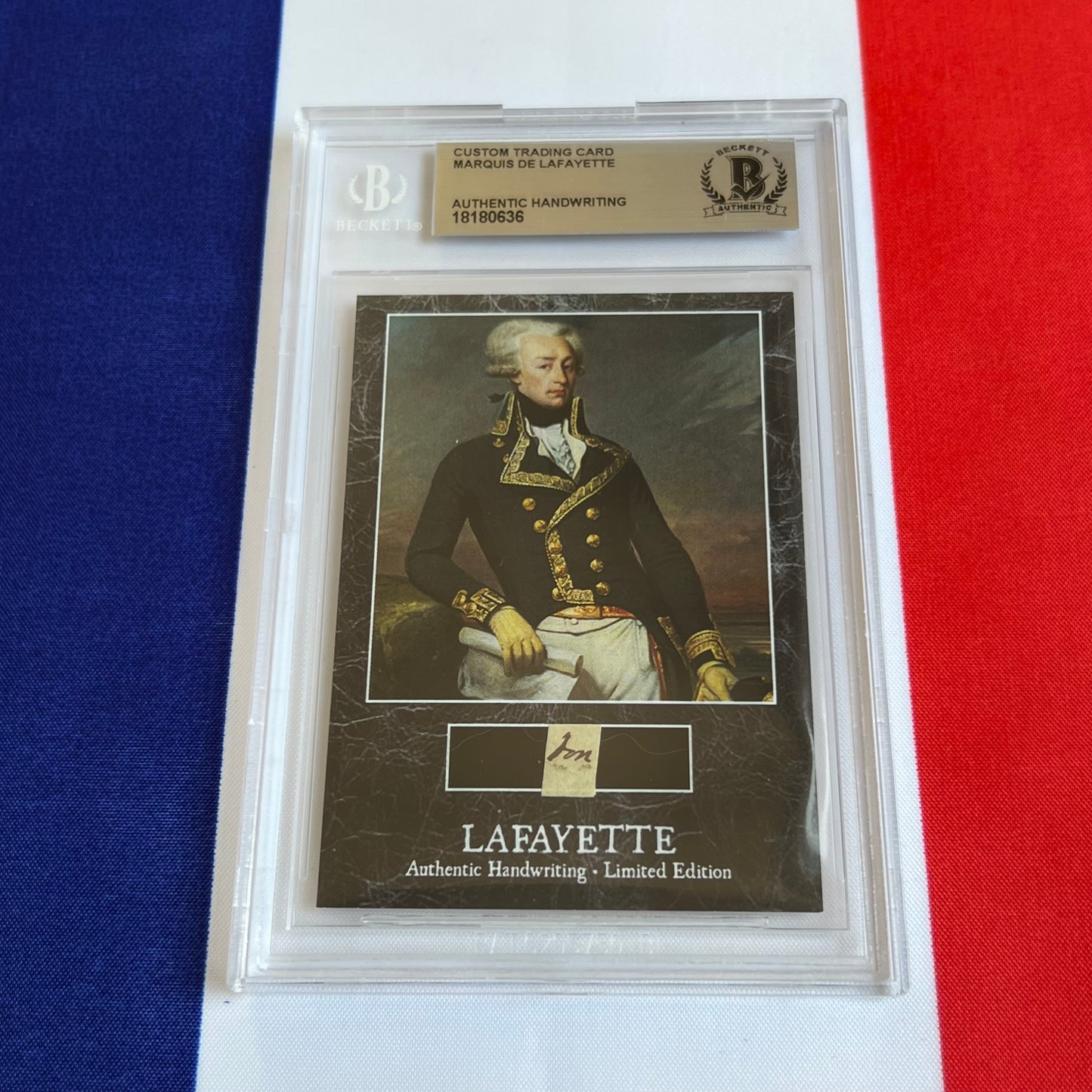 Marquis De Lafayette Beckett Encapsulated Handwriting Removed from an Autograph Document Signed