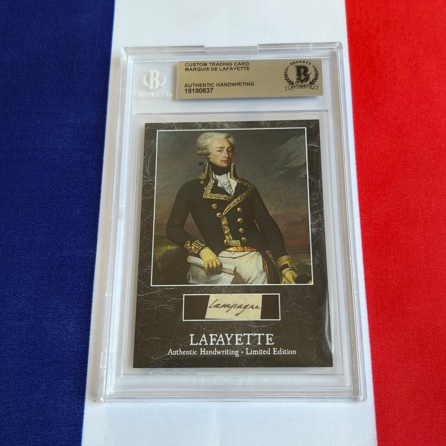 Marquis De Lafayette Beckett Encapsulated Handwriting Removed from an Autograph Document Signed