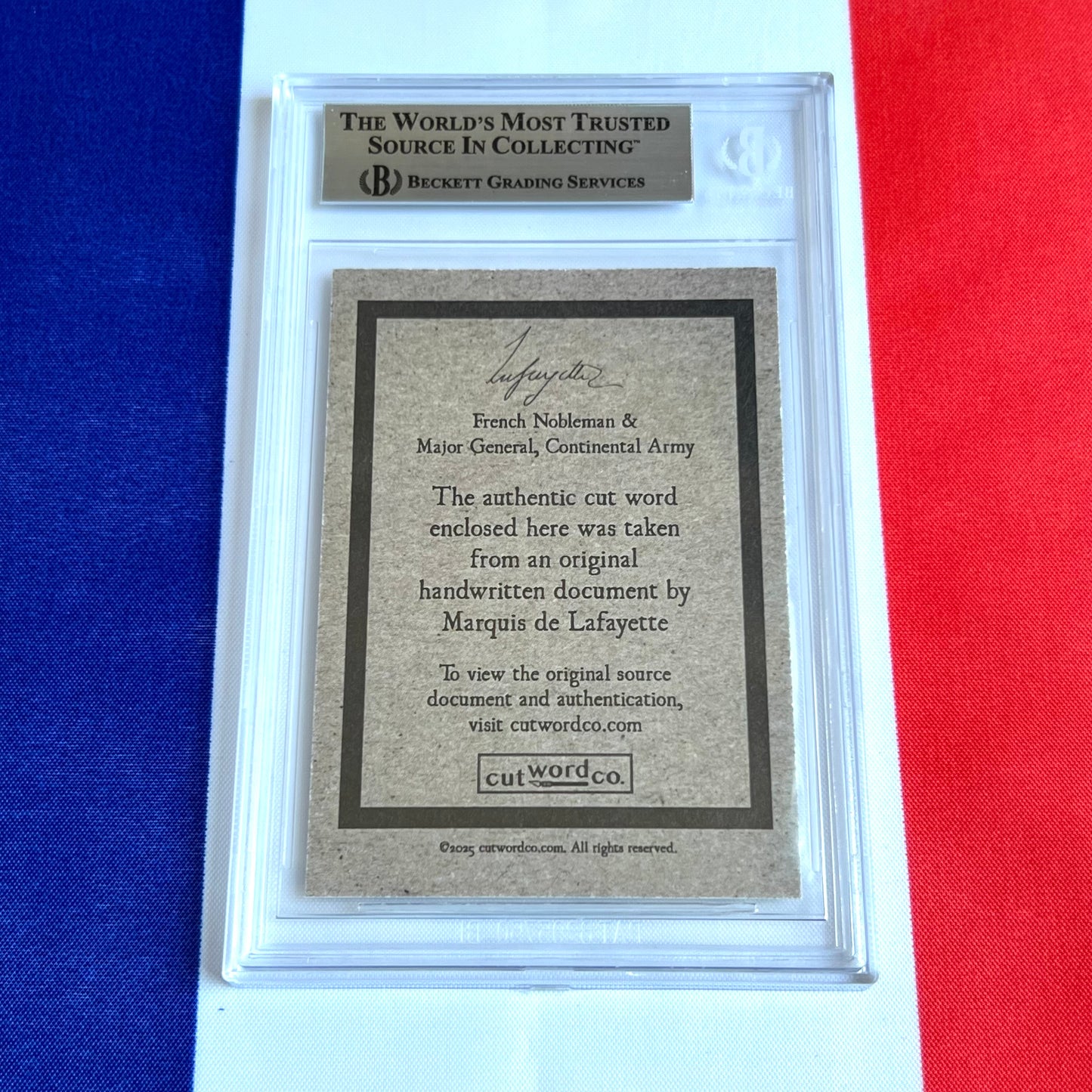 Marquis De Lafayette Beckett Encapsulated Handwriting Removed from an Autograph Document Signed