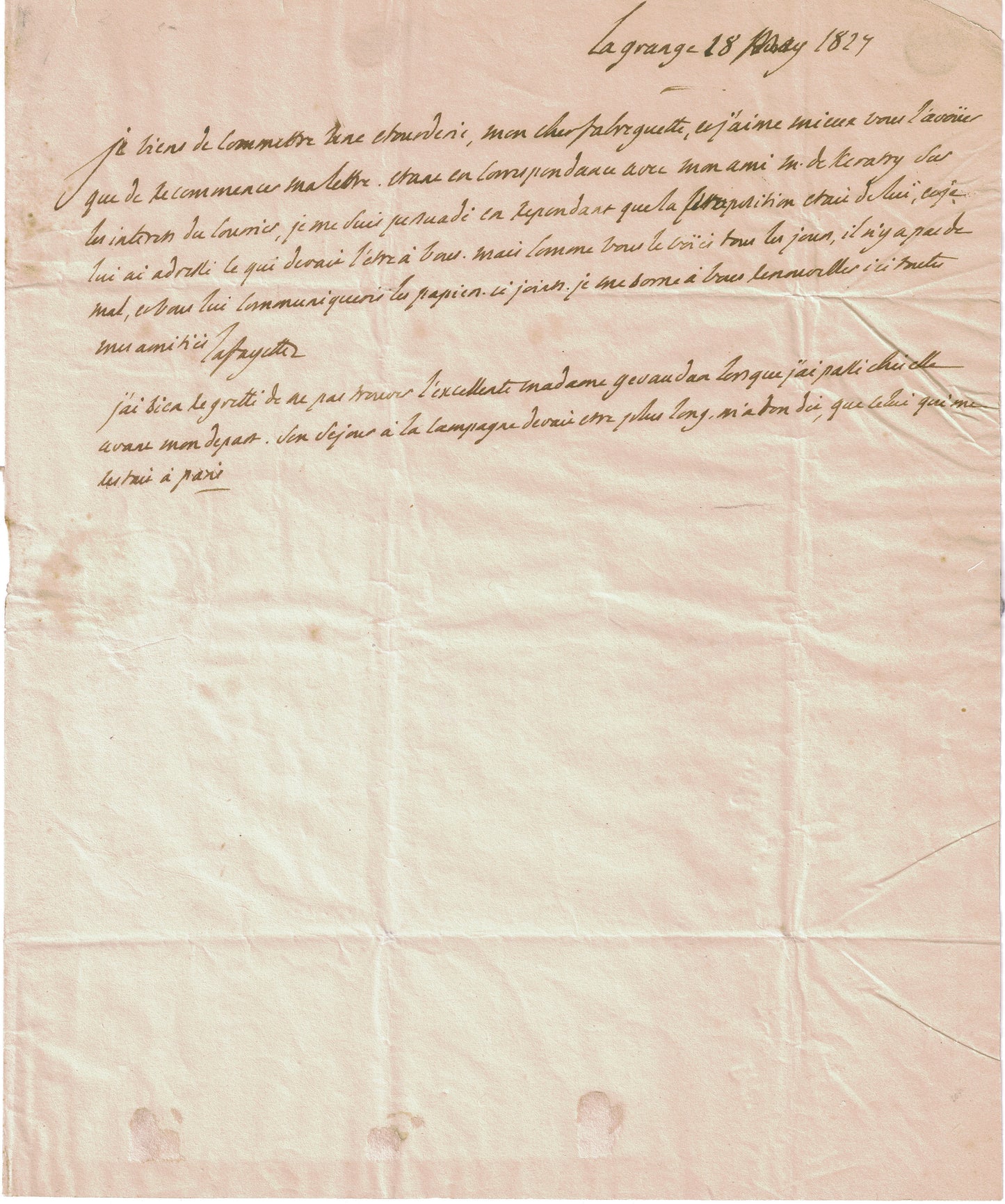 Marquis De Lafayette Beckett Encapsulated Handwriting Removed from an Autograph Document Signed