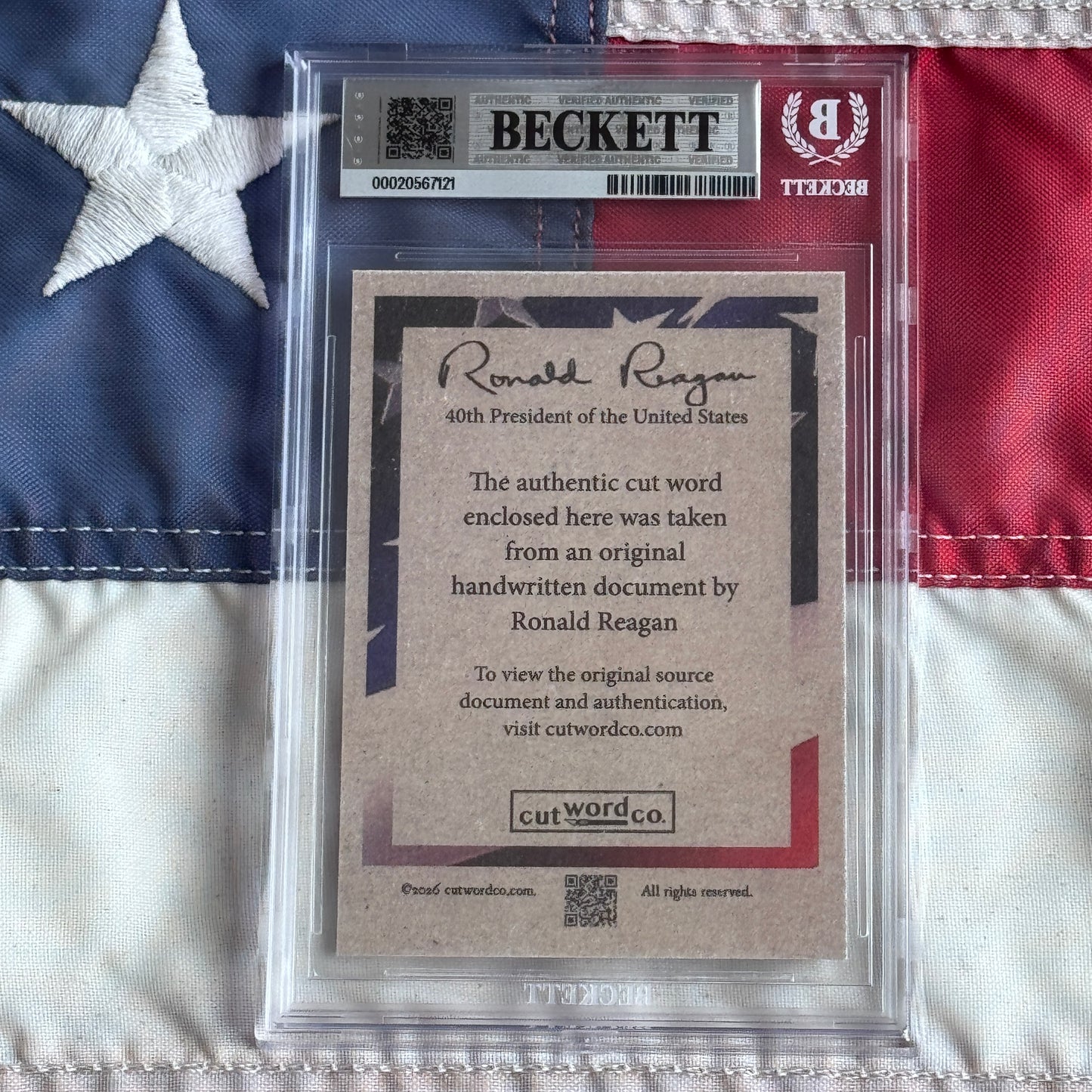 Ronald Reagan Handwritten Word Cut from an Autograph Letter Signed Beckett BAS