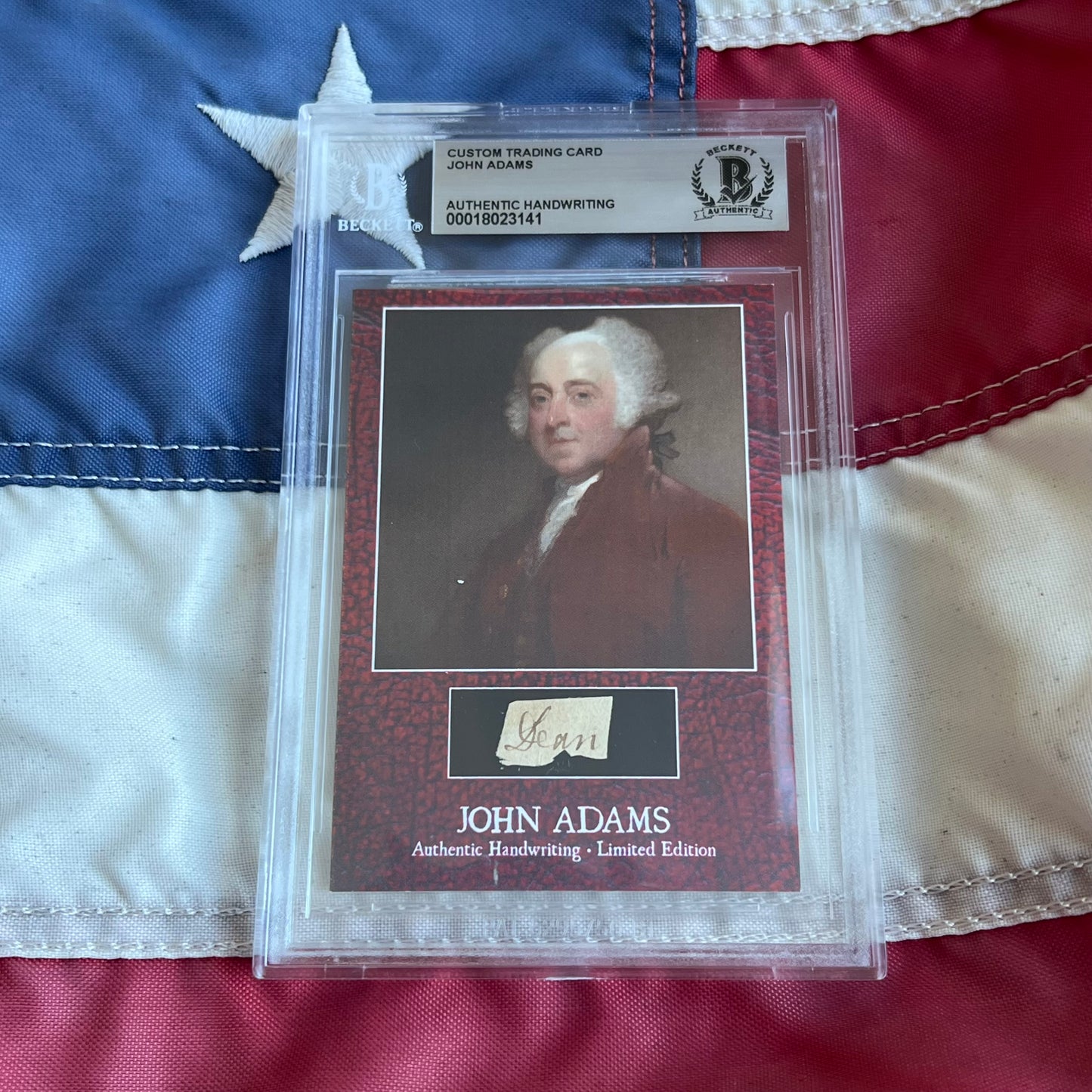 John Adams Beckett Encapsulated Handwriting Removed from an Autograph Document Signed